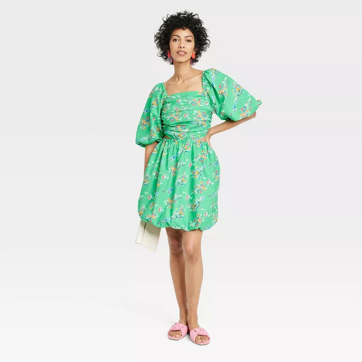 Women's Puff Short Sleeve Cut Out Bubble A-Line Dress - A New Day™ | Target