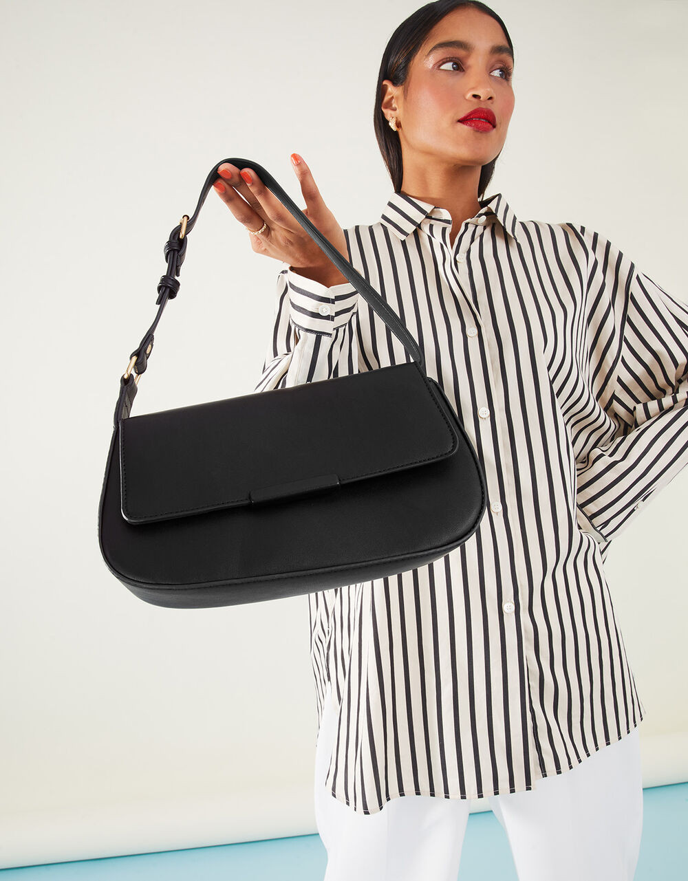 Buckle Strap Bar Shoulder Bag Black | Accessorize (Global)