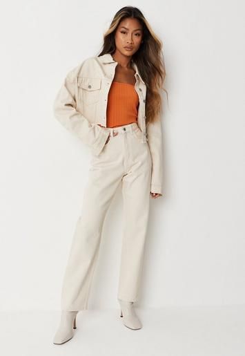 Missguided - Sand Co Ord Acid Wash Dad Jeans | Missguided (US & CA)