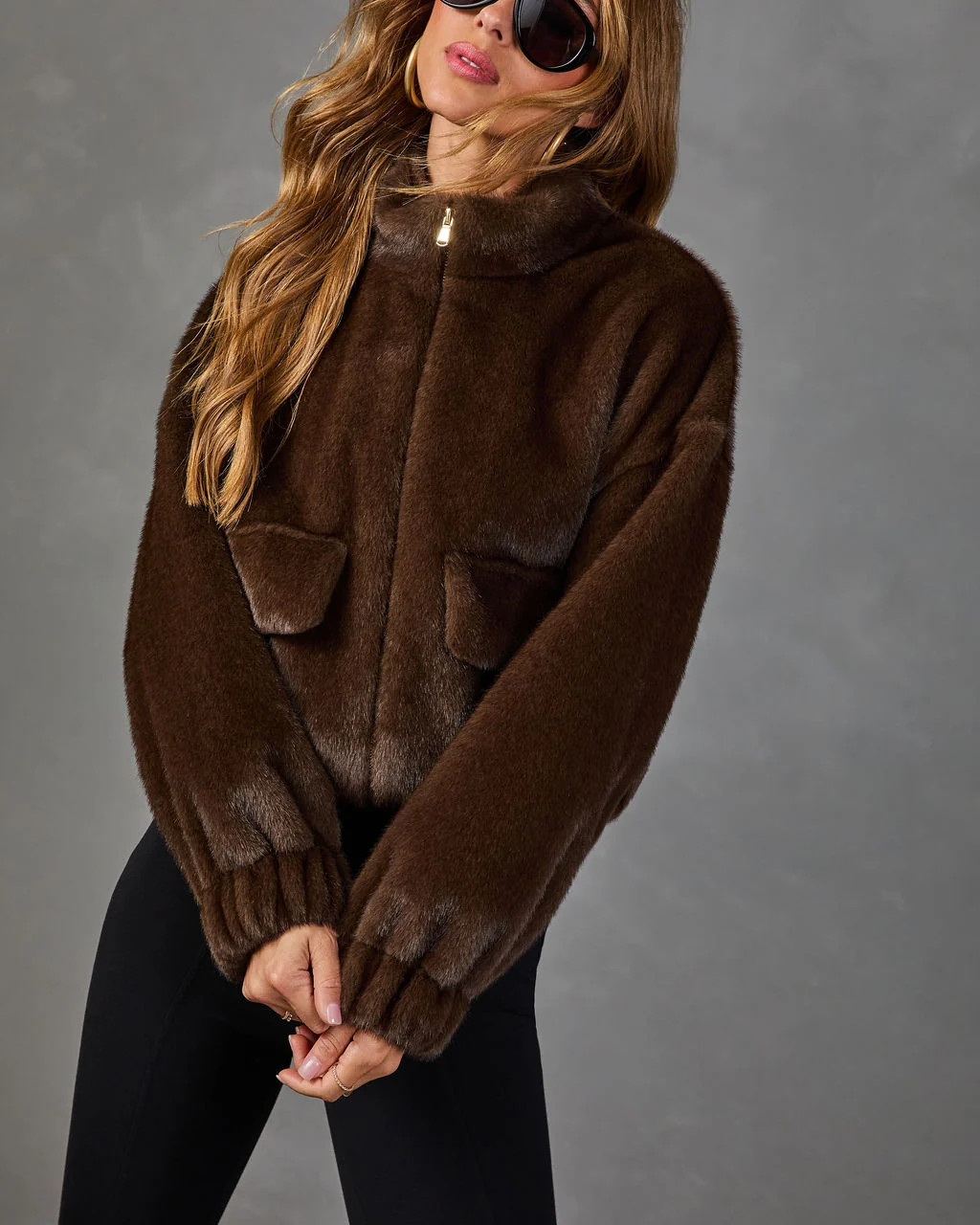 Chai Chat Faux Fur Funnel Neck Jacket | VICI