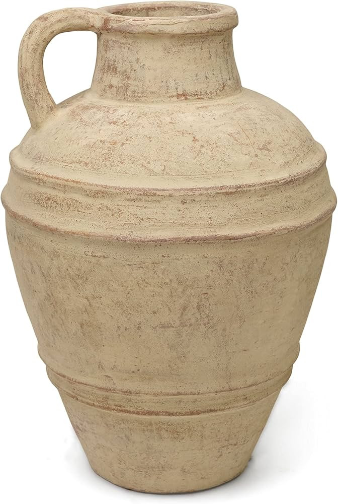 18" h Brown Pottery Bottle with Handle Vintage Finish 8' X 10' Rustic Round Clay Handmade | Amazon (US)