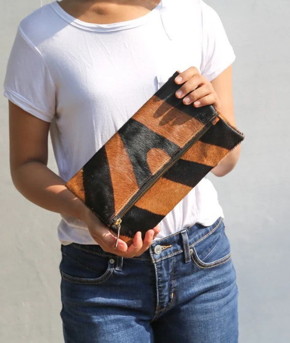 Animal Print Zebra Fold Over Clutch Zebra Print Leather | Etsy | Etsy (US)