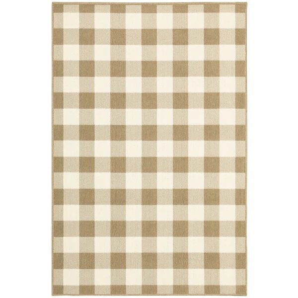 The Gray Barn Told Gait Indoor/ Outdoor Gingham Check Area Rug - 2'5" x 4'5" - Tan | Bed Bath & Beyond