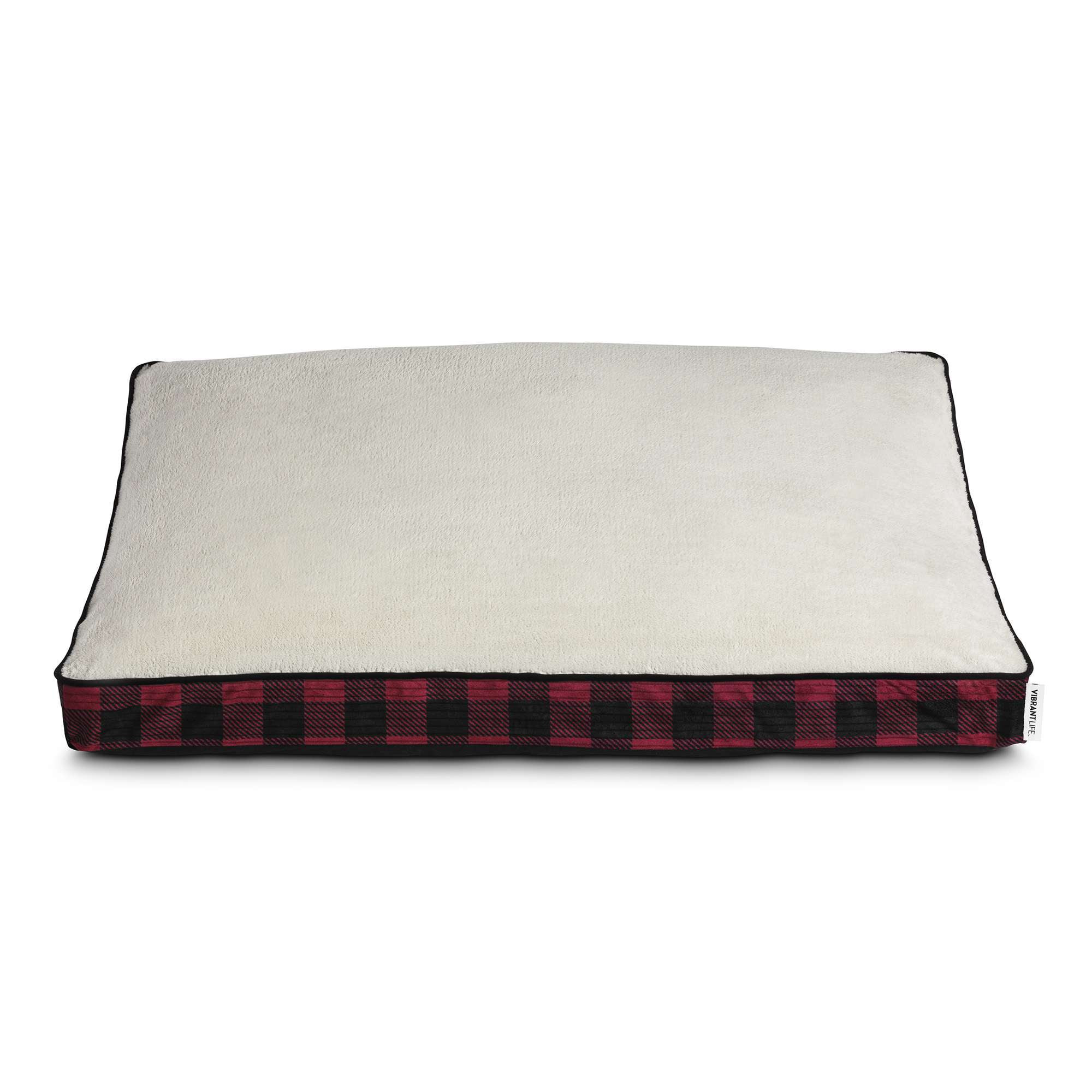 Vibrant Life Large Holiday Gusseted Mat Dog Bed, Red and Black Buffalo Plaid | Walmart (US)