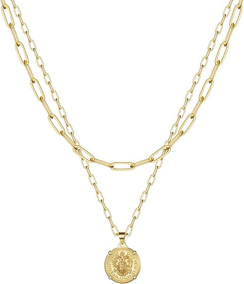 Turandoss Dainty Gold Choker Necklaces for Women - 14K Gold Plated Handmade Medallion Snake Link ... | Amazon (US)