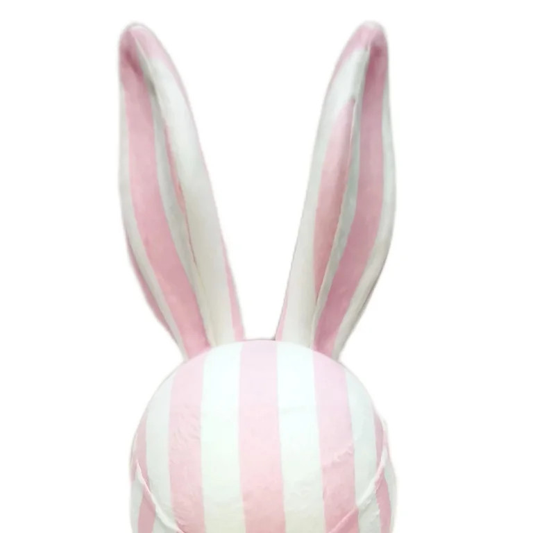 Easter Striped Bunny Tabletop Decoration, 8" Pink and White Striped Rabbit Figurine, Cute Spring ... | Walmart (US)