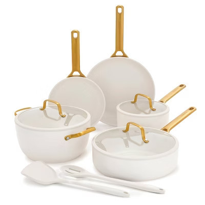 GreenPan 10pc Reserve Pro Ceramic Nonstick Cookware Set Cream | Target