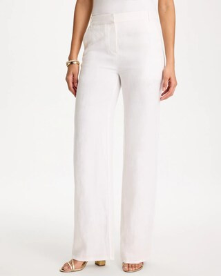 Women's Straight-Leg Linen Pants in White | Chico's | Chico's
