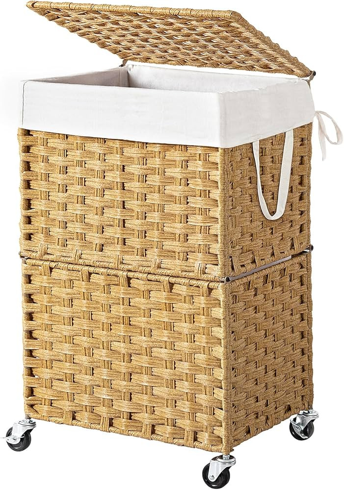 Chrislley 90L Large Laundry Hamper with Wheels,Rolling Laundry Basket with Lid and Renovable Line... | Amazon (US)