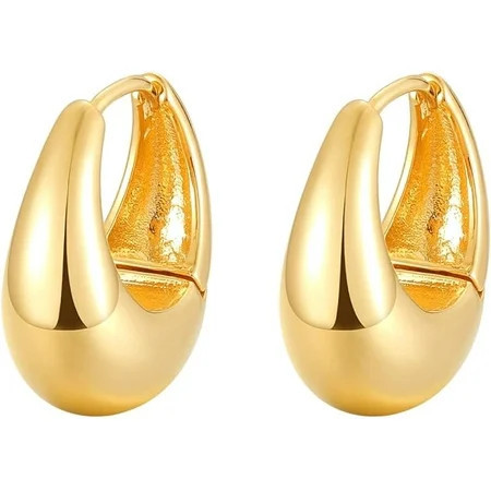 S.Leaf Hoop Earrings for Women Chunky Gold Hoop Earrings Thick Gold Hoop Earrings Huggie Hoop Earrings Silver Hoop Earrings | Walmart (US)