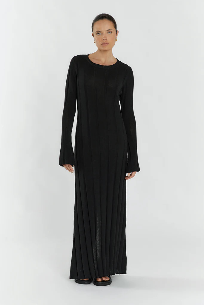 EMERY BLACK LONG SLEEVE MAXI DRESS | DISSH
