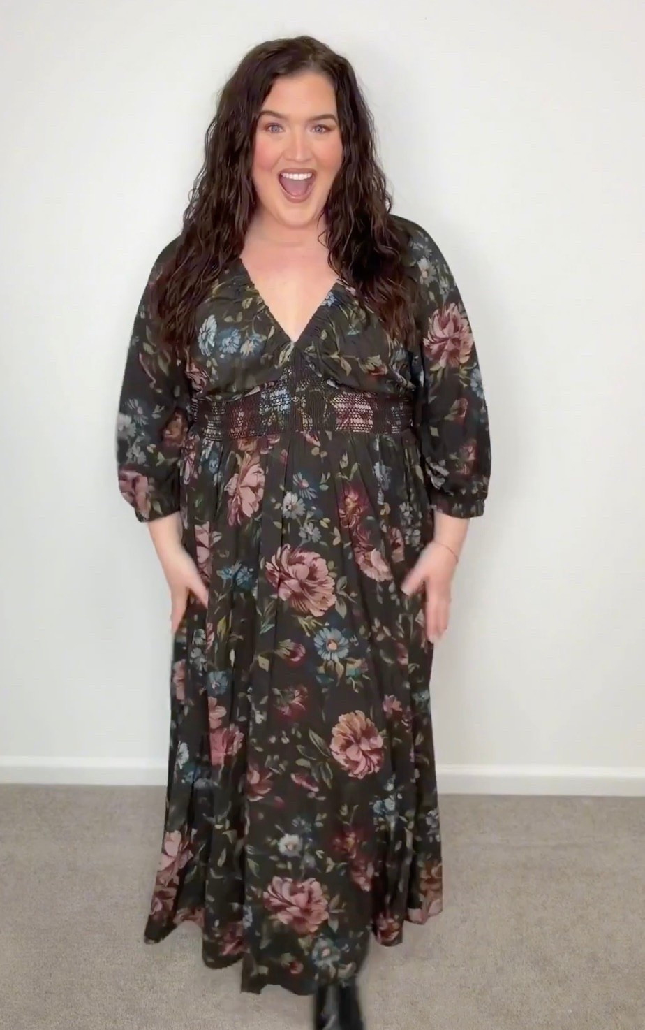 If you can’t tell, I absolutely love the way this Torrid dress fits me! This fabric is so flowy, lightweight and the dress is actually machine washable! The neckline is super flattering without being too revealing and making me adjust it all day long. The rich floral colors are simply beautiful. 
Floral maxi dress, plus size wedding guest outfit inspo 

#LTKWedding #LTKPlusSize #LTKSeasonal