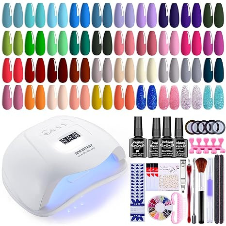 JEWHITENY 43PCS Gel Nail Polish Kit with U V Light 120W LED Nail Lamp 40 Colors Gel Nail Polish S... | Amazon (US)