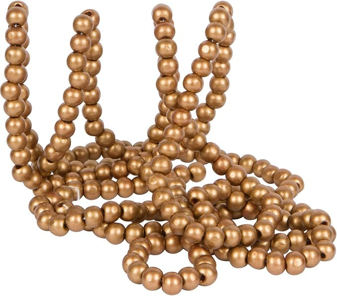 One Holiday Way 9-Foot Long Rustic Metallic Gold Wood Bead Garland Christmas Tree Decoration - De... | Amazon (US)
