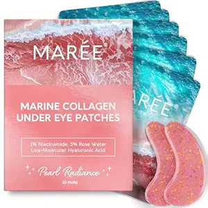 MAREE Pink Eye Gels - Marine Collagen Under Eye Patches for Puffy Eyes and Dark Circles - Underey... | Amazon (US)