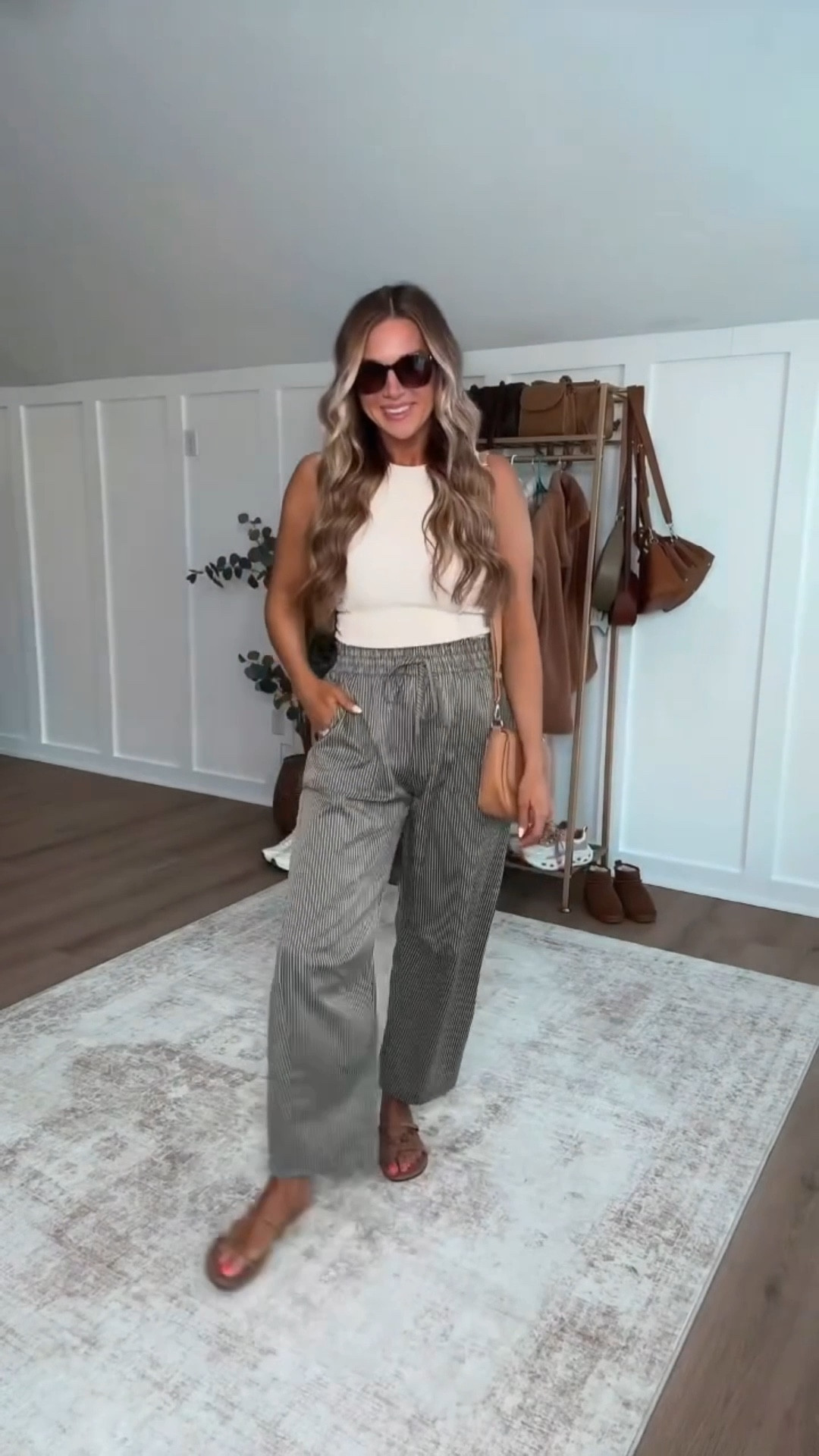 These striped pants have me breaking up with leggings this spring… but not completely 😉

Don’t get me wrong, leggings will always have a place in my closet (school drop-offs, errands, cozy days… you know the drill). I'm switching it up this spring with comfy pieces that still feel effortless but look a little more put together. Think easy pants, flowy dresses, and outfits that feel just as comfortable without defaulting to leggings every day.

I'm 5'6 139lbs wearing a size small tank top and small striped pants, sandals fit true to size  

 #LTKgrwm #LTKmomlife #LTKSeasonal