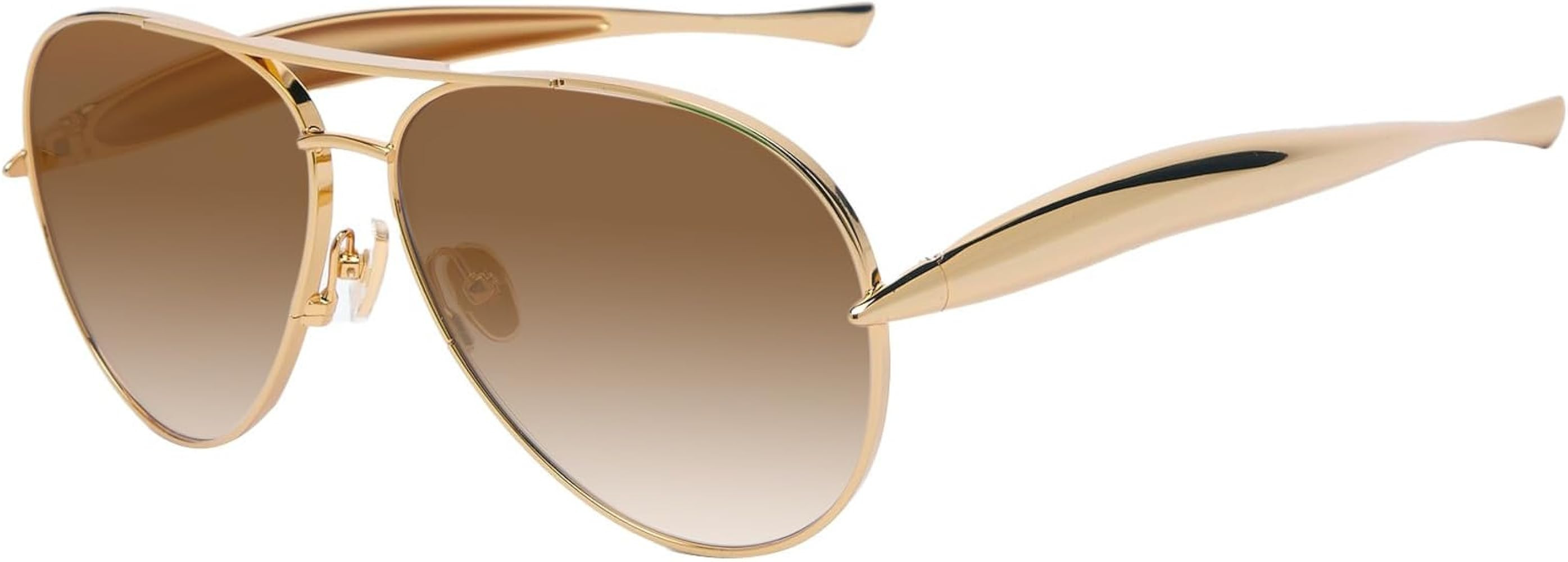 Oversized Aviator Sunglasses For Women 70s Retro 2025 Metal Shades with Gold Streamline Arms | Amazon (US)