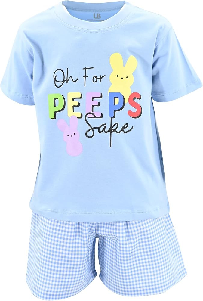 Boys 2pc Shorts Set Outfit Short Sleeve Shirt with Classic Applique Print and Shorts | Amazon (US)
