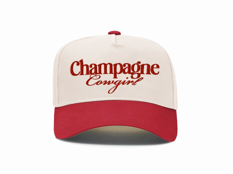 Champagne Hat Red Two Tone Hat Western Embroidered Cowgirl Trucker Hat for Concert Cowboy Two Ton... | Etsy (US)