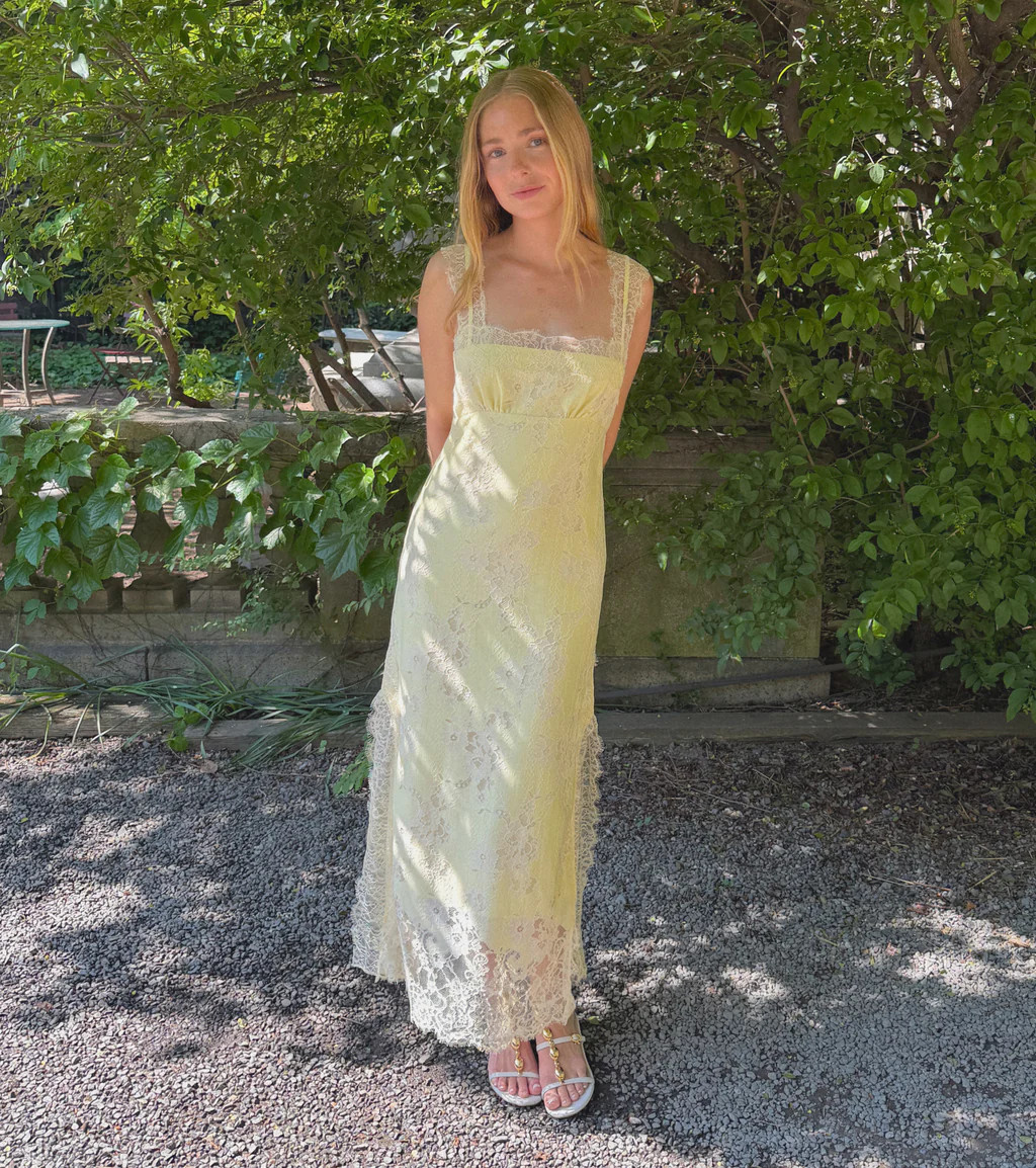 The Alba Dress - Yellow Trailing Lace | Hill House Home US