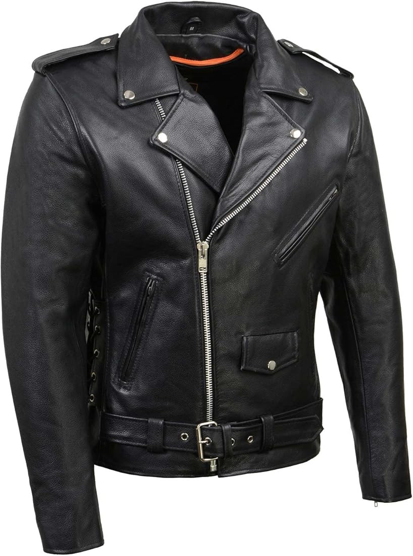 Milwaukee Leather SH1011 Black Classic Brando Motorcycle Jacket for Men Made of Cowhide Leather w... | Amazon (US)