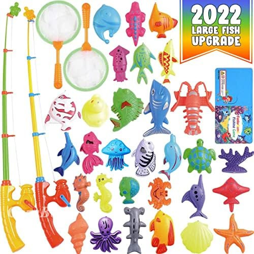 CozyBomB Magnetic Fishing Pool Toys Game for Kids - Water Table Bathtub Kiddie Party Toy with Pole R | Amazon (US)