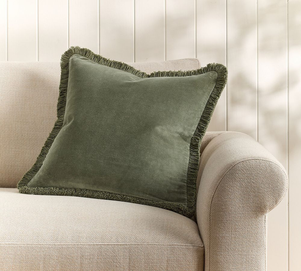 Everywhere Velvet With Fringe Pillow Cover | Pottery Barn (US)