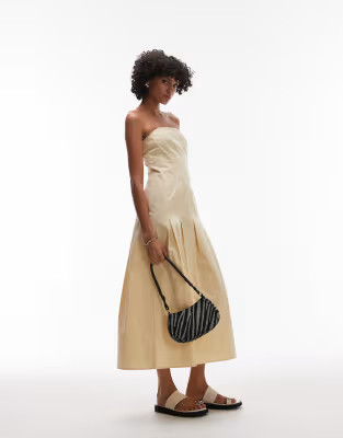Topshop seamed detail bandeau midi dress in buttermilk | ASOS (Global)