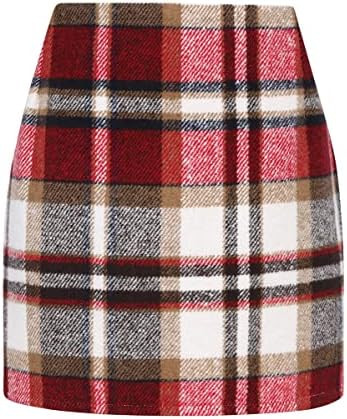 IDEALSANXUN Womens High Waist Plaid Skirt Bodycon Pencil Wool Mini Skirts | Amazon (US)