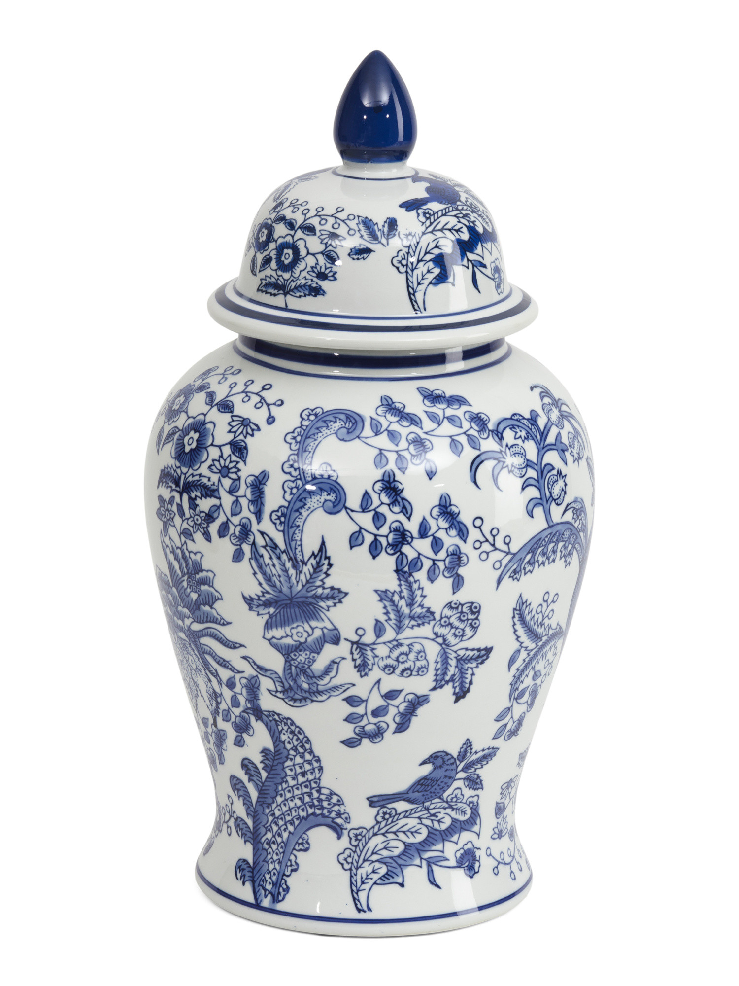 9.5x18 Parrot Chinoiserie Ceramic Jar With Lid | TJ Maxx