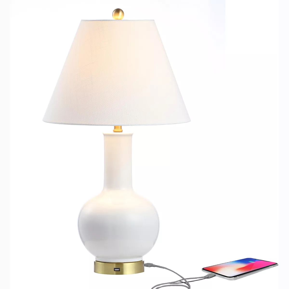 JONATHAN Y Han Ceramic/Iron Contemporary USB Charging LED Table Lamp | Target