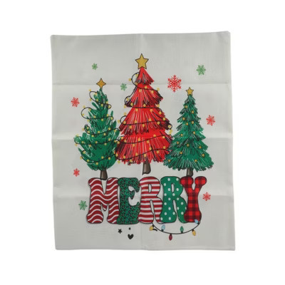 Unique Bargains Dining Chair Slipcovers Linen Beige 22.83"x19.29" 1Pc Christmas Tree | Target