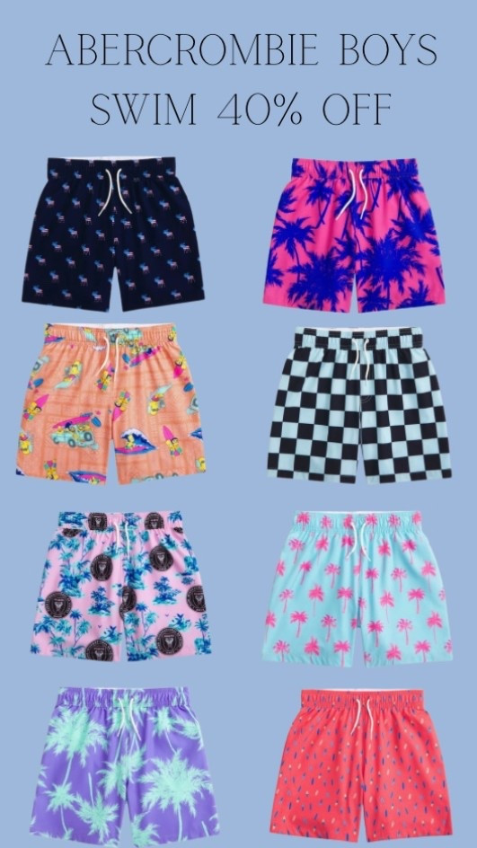 Abercrombie swim sale 

40% off boys swimwear. Swim trunks for boys