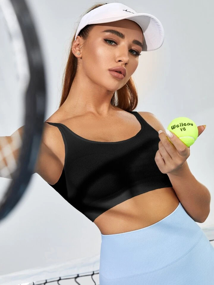 Yoga Basic Light Support Solid Padding Sports Bra | SHEIN
