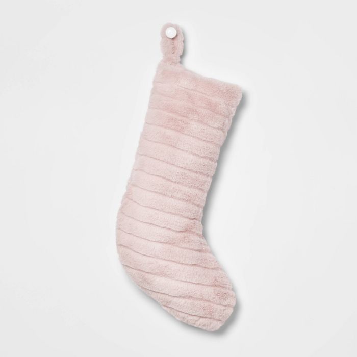 Cut Faux Fur Christmas Stocking Blush - Wondershop&#8482; | Target