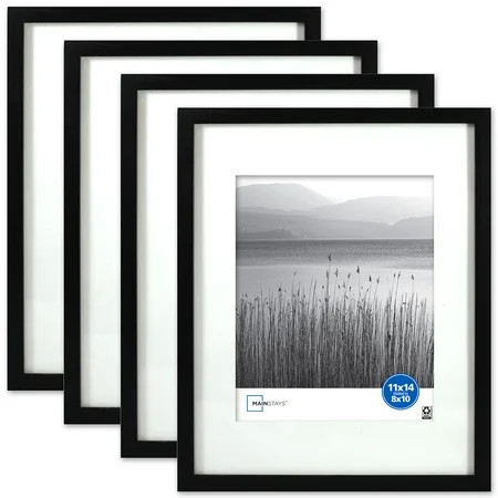 Mainstays 11x14 inch Matted to 8x10 inch Black 0.5 Gallery Wall Picture Frame Set of 4 | Walmart (US)