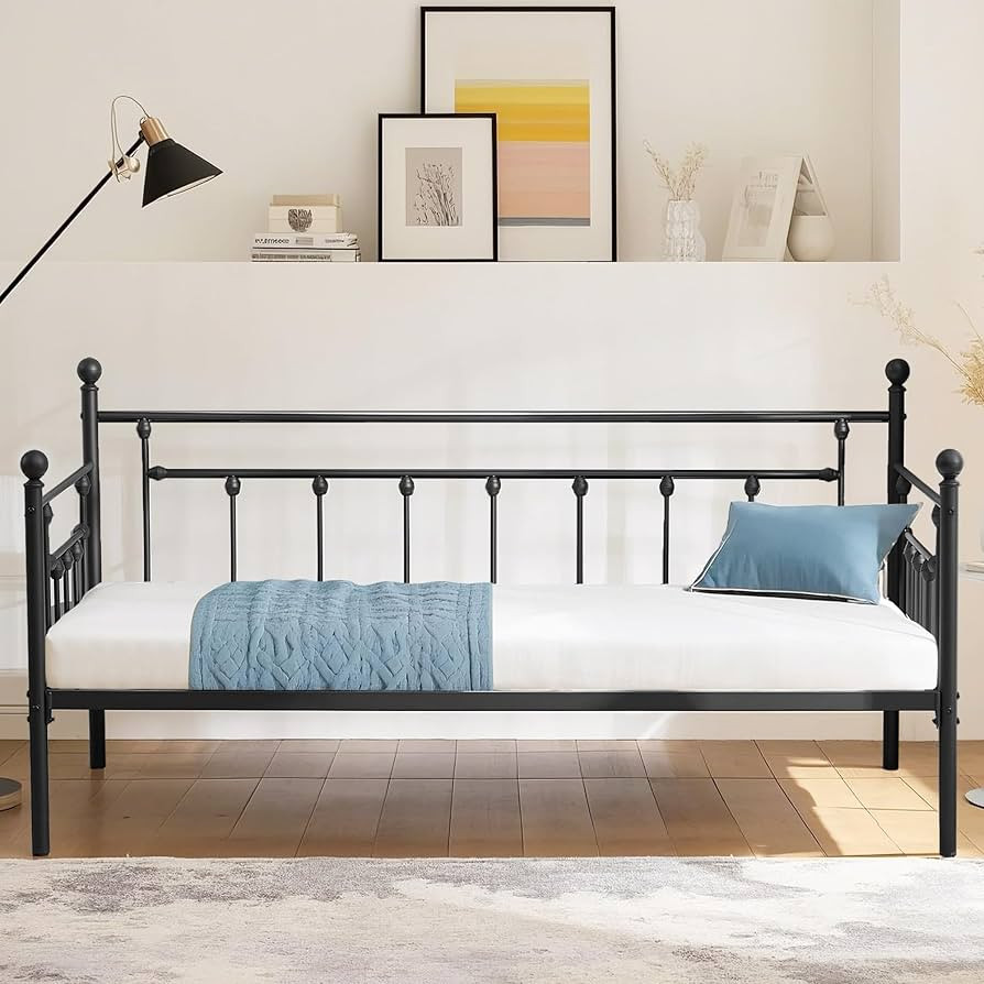 VECELO Daybed Frame,Twin Size Metal Platform Sofa Bed with Headboard，Heavy Duty Steel Slats Sup... | Amazon (US)