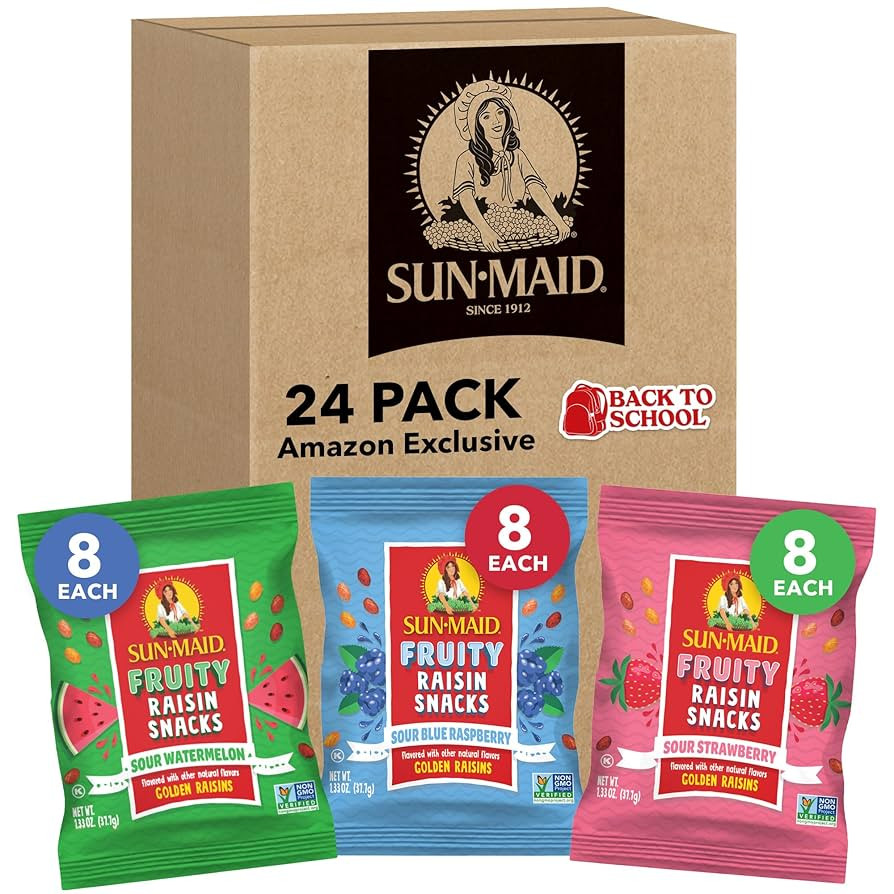 Sun-Maid Fruity Raisin Snack Variety Pack - Sour Strawberry, Watermelon & Blue Raspberry - (24 Pa... | Amazon (US)