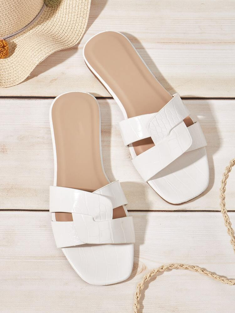 Croc Embossed Twist Slide Sandals | SHEIN