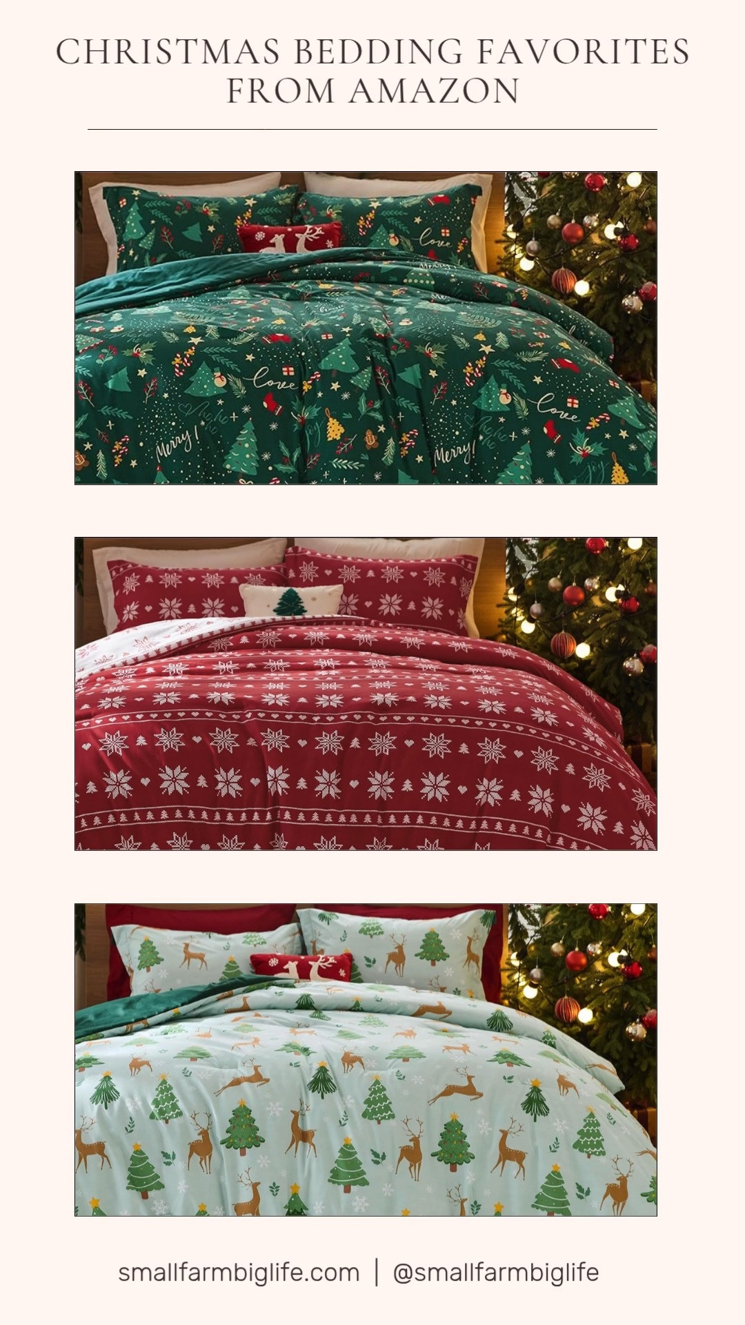 Transform your bedroom into a festive retreat with these Christmas bedding favorites from Amazon! 🎄 From cozy comforters to complete comforter sets with matching pillow shams, your holiday sleep space just got an upgrade. 

 #LTKHoliday #LTKHome #LTKFindsUnder100