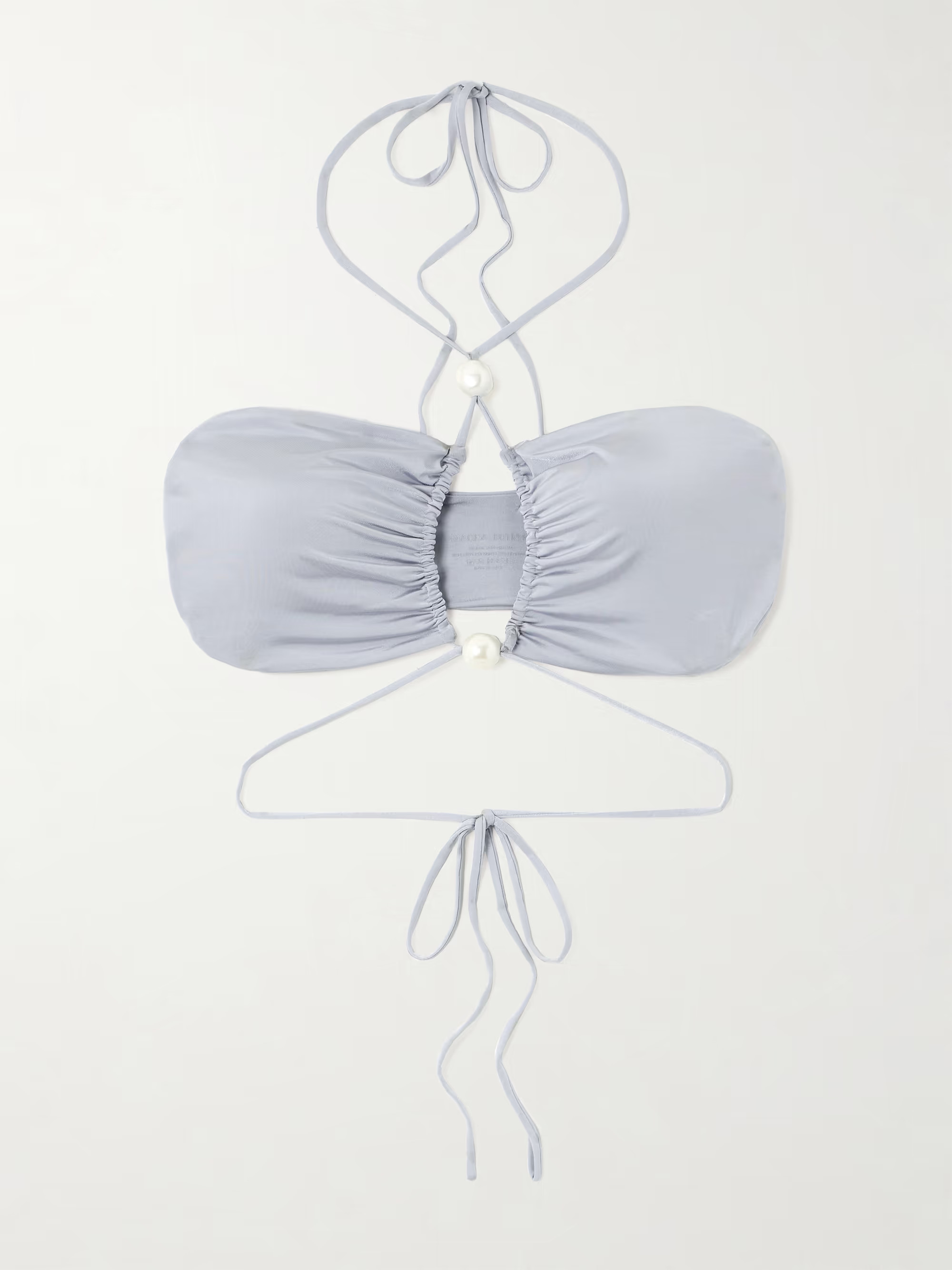 Cutout faux pearl-embellished bikini top | NET-A-PORTER (US)