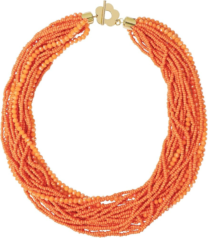 Coiris Chunky Beaded Necklaces for Women Boho Multi Strand Statement Crystal Choker Necklace Summ... | Amazon (US)