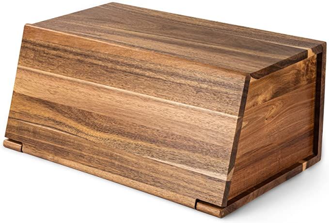 KIEISCAT Acacia Wooden Bread Box, All In One Piece Bread Storage Organizer For Kitchen Countertop... | Amazon (US)