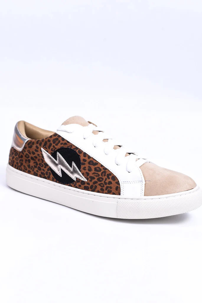 Running In Circles Leopard/Lightning Bolt Printed Sneakers - SHO1995LE | Tee for the Soul
