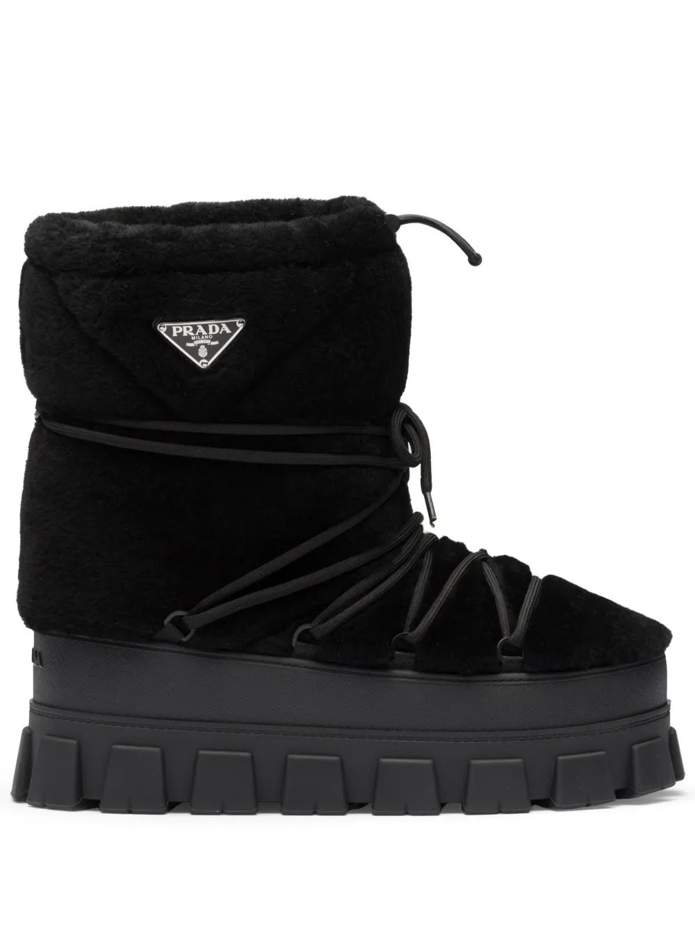 Prada shearling après ski boots - Black | Farfetch Global