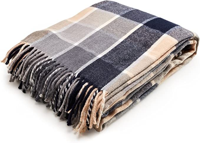 Arus Highlands Collection Tartan Plaid Design Throw Blanket, 60 by 80 Inches, Blue | Amazon (US)