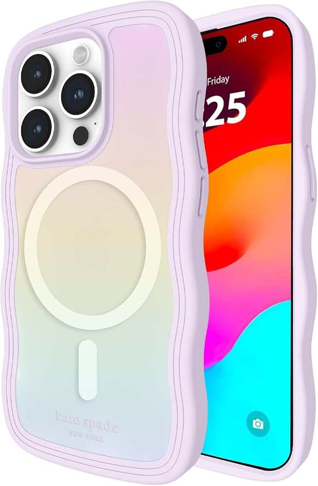 Kate Spade New York iPhone 15 Pro Case, Compatible with MagSafe - Wavy Iridescent | Amazon (US)