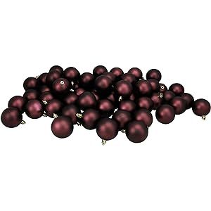 Northlight 60ct Burgundy Shatterproof Matte Christmas Ball Ornaments 2.5" (60mm) | Amazon (US)