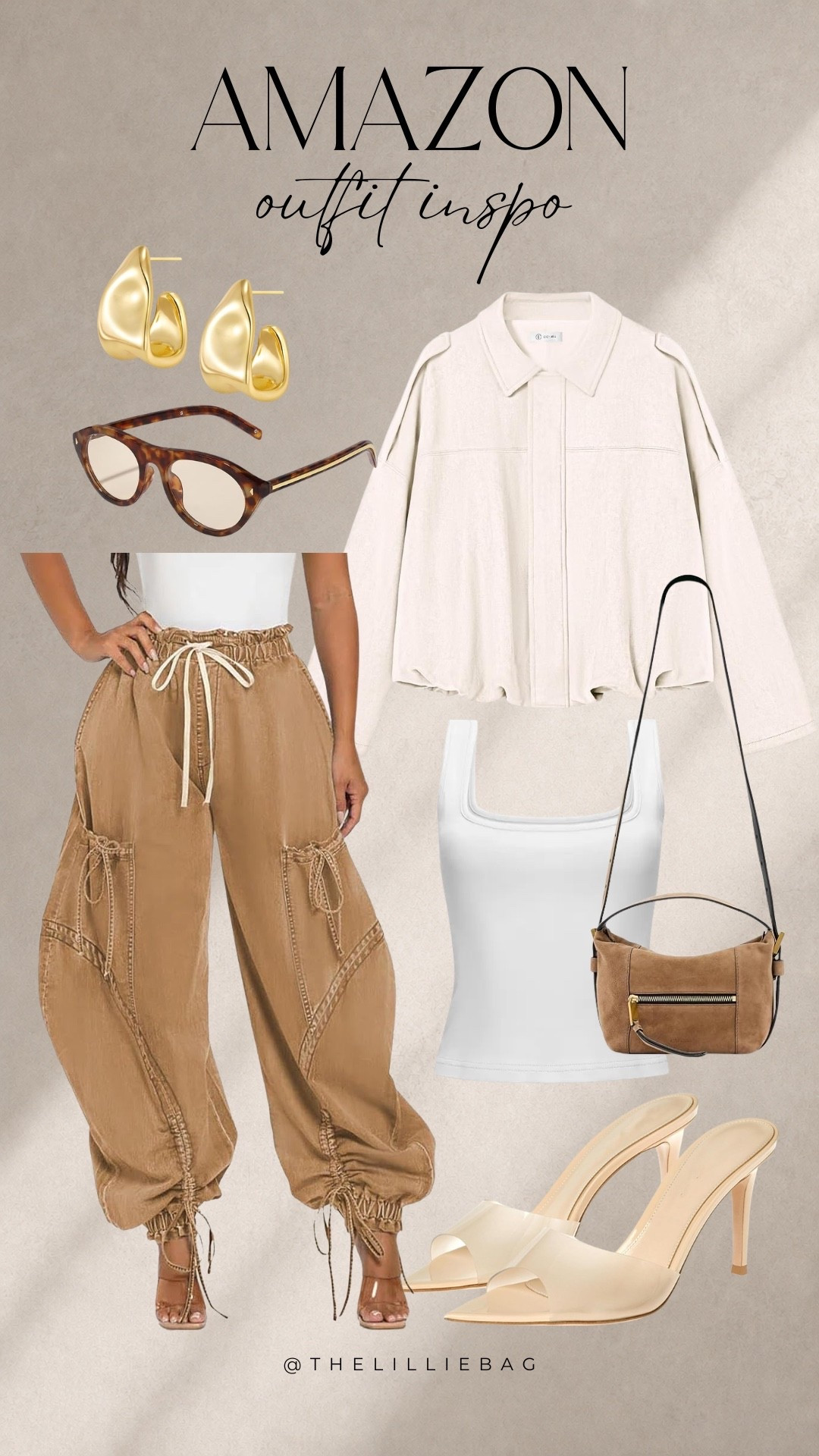 Amazon outfit inspo 🤎 Loving this mix of relaxed + elevated for transitioning into fall! These statement cargo pants paired with a simple white tank, lightweight jacket + neutral accessories make such an easy everyday look. Finish it with heels for date night or swap in sneakers for a casual day out.

Amazon fashion, Amazon outfit ideas, Amazon fall fashion, fall outfit inspo, cargo pants outfit, neutral outfit, transitional fall outfit, women’s fashion, casual chic outfit, elevated basics, Amazon finds, fall fashion 2026, everyday outfit ideas, affordable fashion, neutral fall style

#LTKootd #LTKSeasonal