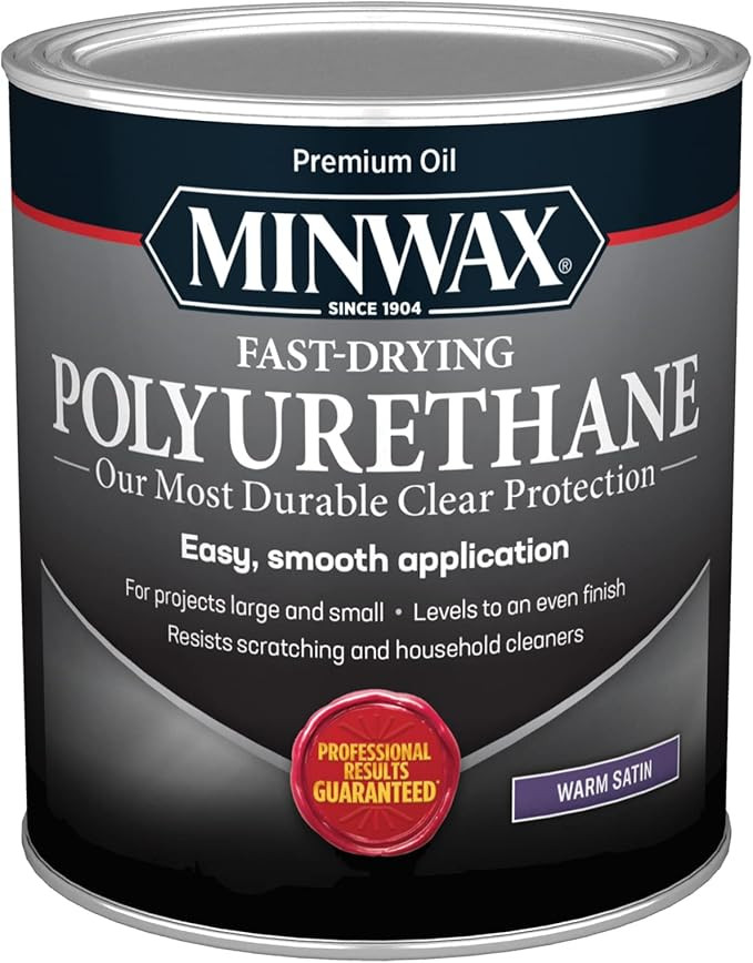 Minwax Fast Drying Polyurethane Protective Wood Finish, Warm Satin, 1 Quart | Amazon (US)